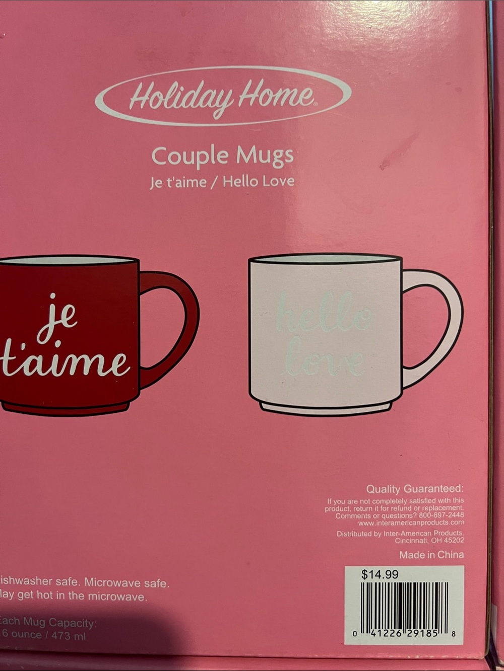 Holiday Home Couple Mugs - Red & Light Pink
